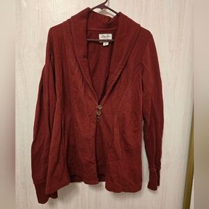 Lucky Brand Lucky Lotus Deep Red Cardigan with Button Accents size XL